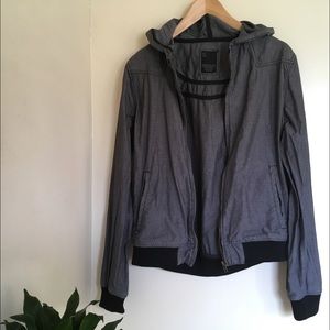Charcoal Gray Bomber Jacket with Hoodie